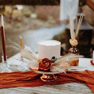 Handmade Gauze Table Runner, Rustic Wedding Bridal Shower Decor, Terracotta Custom Size Table Runner, Farmhouse Table Decor