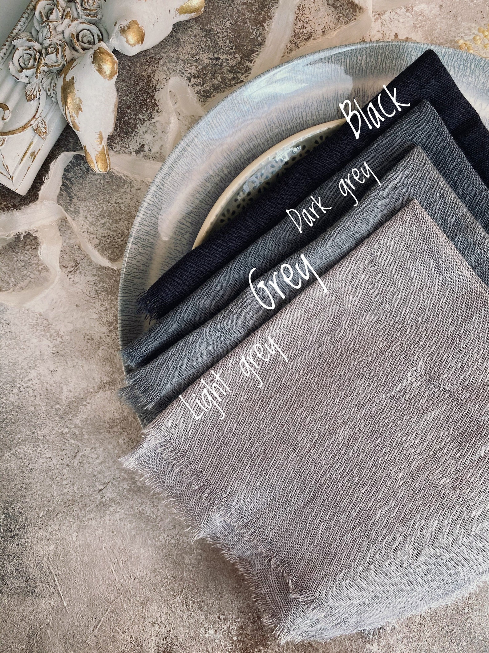 DARK GREY Cotton Napkins Wedding Napkin Boho Napkins Dyed Etsy