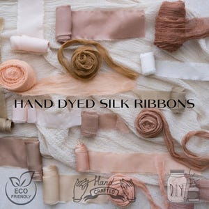 Nastro di seta tinto a mano Nastro strappato a mano Nastro da sposa Nastro di seta per bouquet Decorazione nuziale in avorio