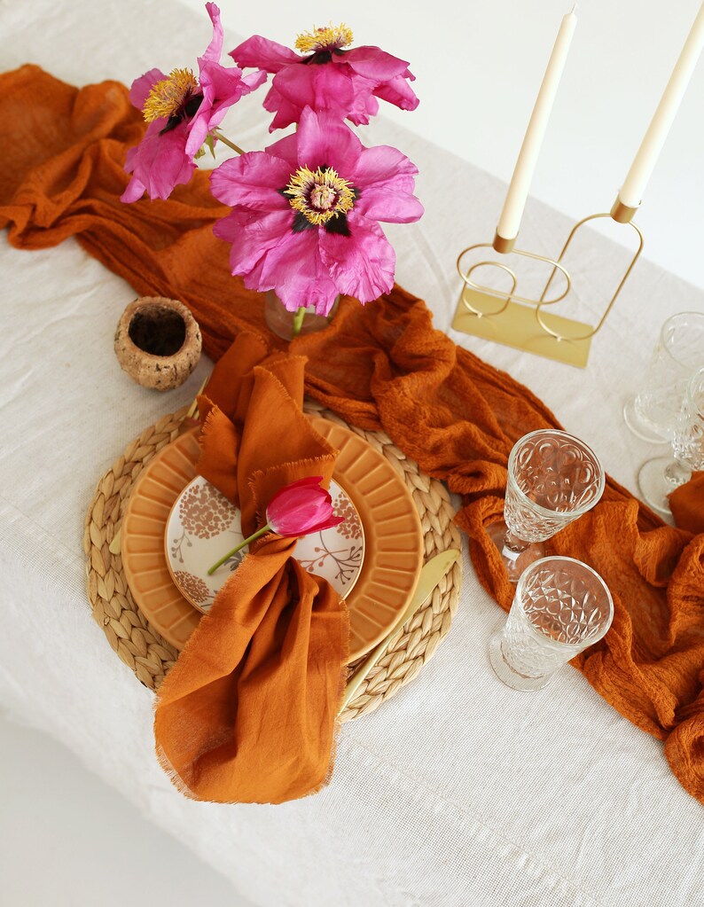 BURNT ORANGE Gauze Napkins Wedding Table Decor Boho Napkins Etsy
