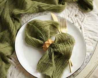 Olive Green Cheesecloth Napkins, Reusable Cotton Wedding Decor