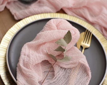 Cheesecloth Wedding Napkins in Blush and Beige Shades, Hand Dyed Cotton Gauze Napkins