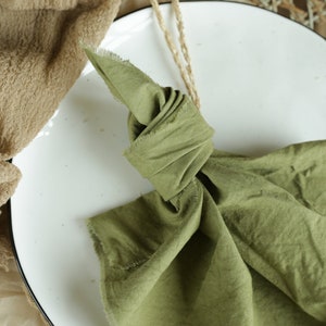 OLIVE cotton napkins / Raw edges / Plant hand dyed / Simple, useful and sustainable made napkins / Made in Ukraine / Green cotton napkins image 5