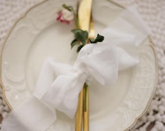White Matte Silk Ribbon, Bridal Bouquet Ribbon, Wedding Invitation Ribbon, White Silk Ribbon for Napkin Ties & Gift Wrap