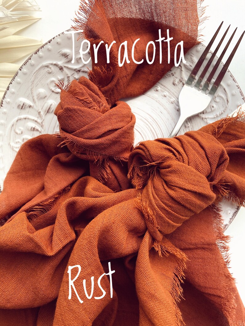 TERRACOTTA cotton napkins Raw edges napkins for wedding Etsy