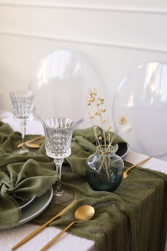 Cheesecloth Table Runner Romantic Wedding Decorations Olive