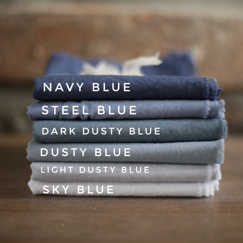 Cloth napkins Wedding napkins Dusty blue napkins Navy blue