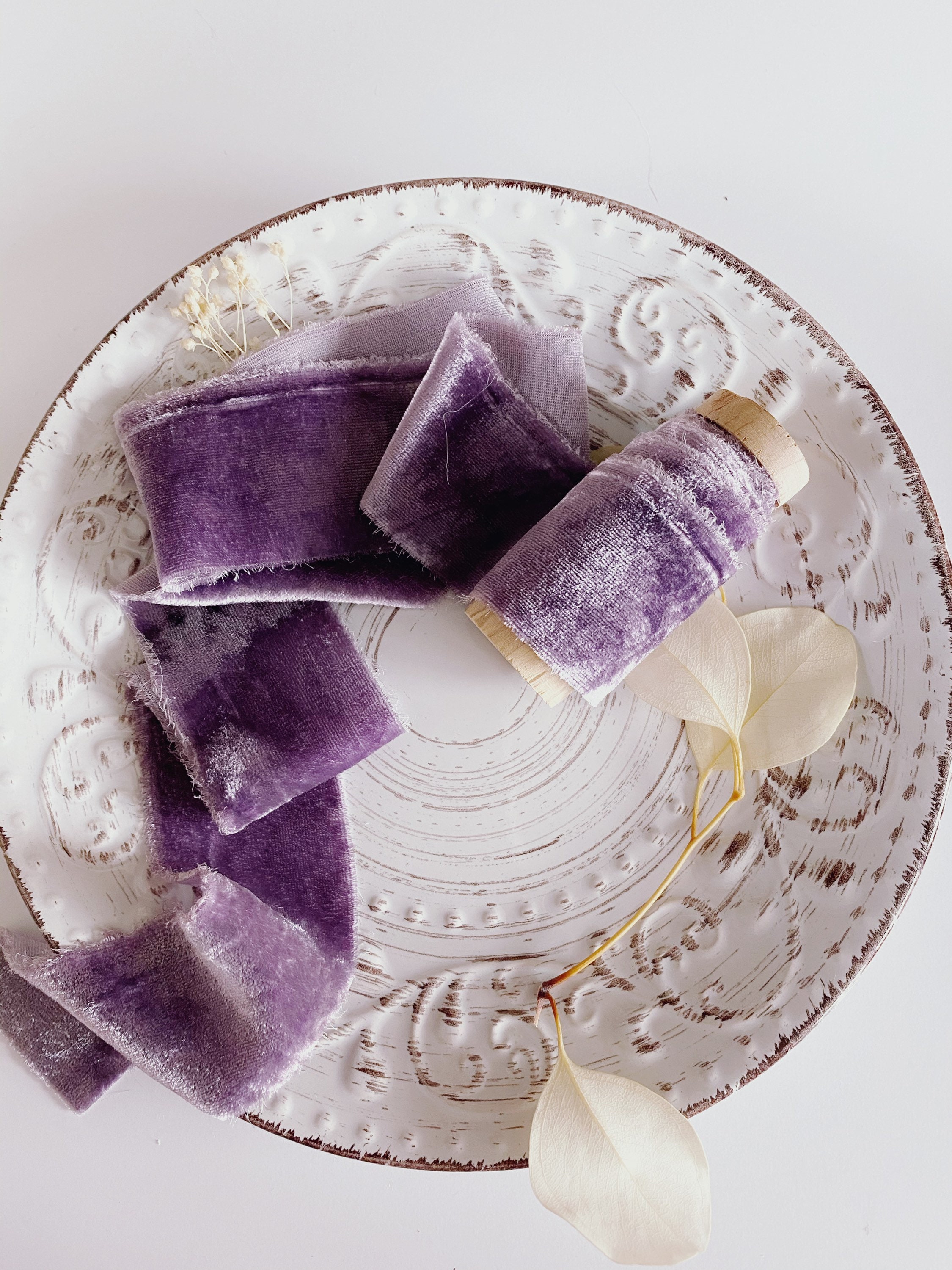 Purple Silk Velvet Ribbon Bridal Bouquet Ribbon Purple Rustic Etsy