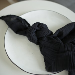 Hand Dyed Black Gauze Napkins: 100% Cotton Cloth Napkins