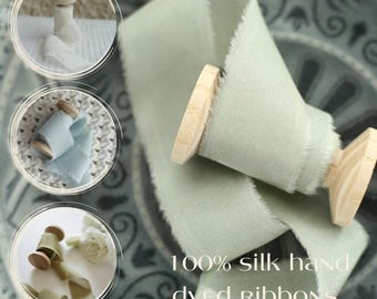 Sage Green Hand-Dyed Silk Ribbon: Bridal Bouquet Decor