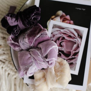 Hand-Dyed Frayed Silk Velvet Ribbon Set: Craft Remnants, Wedding Decor, Doll Clothes & Eco Craft Projects, DIY Craft Kit for Scrapbooking