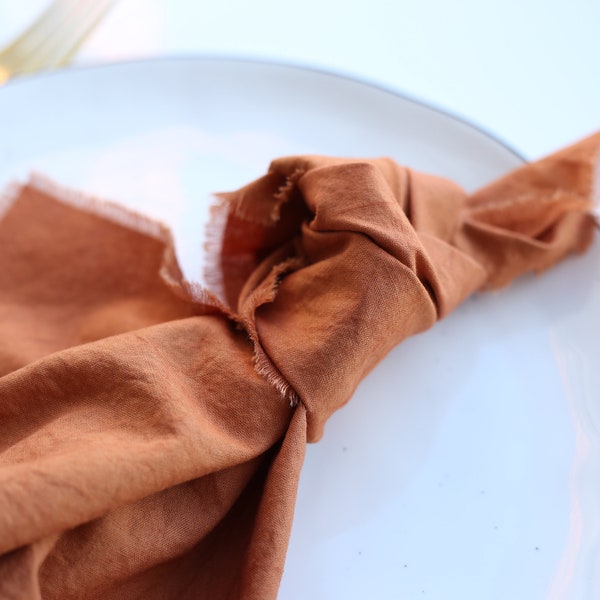 COPPER cotton table napkins, Natural country style wipe, Large boho napkins, Decoration rustic serviette, Wedding table cloth, Baby shower