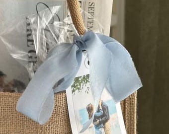 Dusty Blue Silk Ribbon for Gift Wrapping, Hand Dyed Raw Edge Ribbon for Luxury Packaging, Wedding Favors and Gift Decor