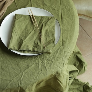 OLIVE cotton napkins / Raw edges / Plant hand dyed / Simple, useful and sustainable made napkins / Made in Ukraine / Green cotton napkins image 6