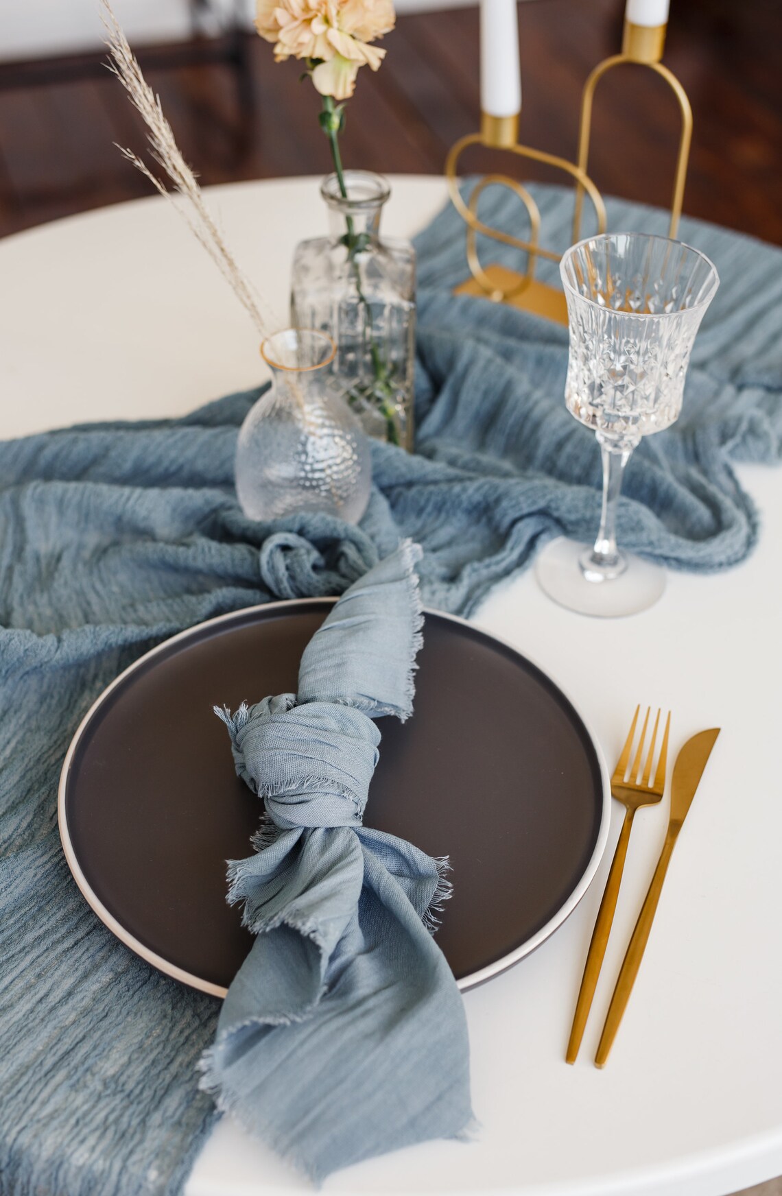 DUSTY BLUE Cotton Napkins Boho Napkins Wedding Napkin Table Etsy