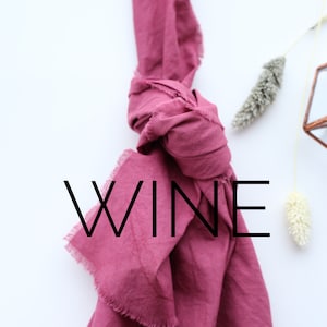 WINE color cotton napkins with raw edges / rustic wedding decor / hand dyed items