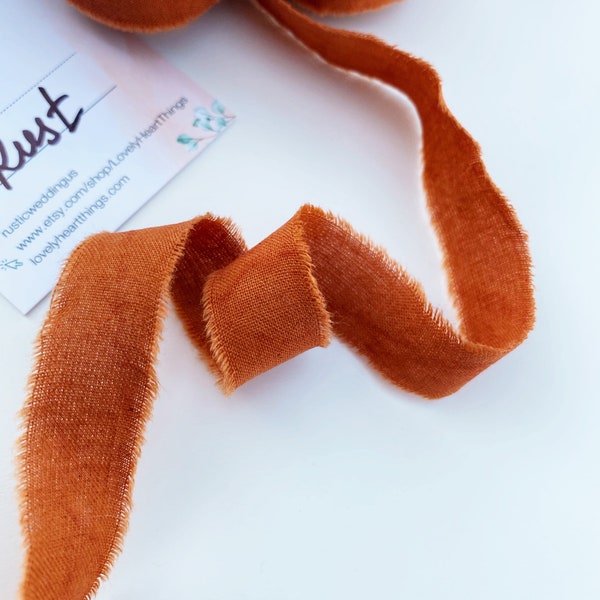 Dispatches from USA /RUST cotton ribbons for invitations or wedding bouquet / Ready to ship (USA) / Hand dyed premium cotton