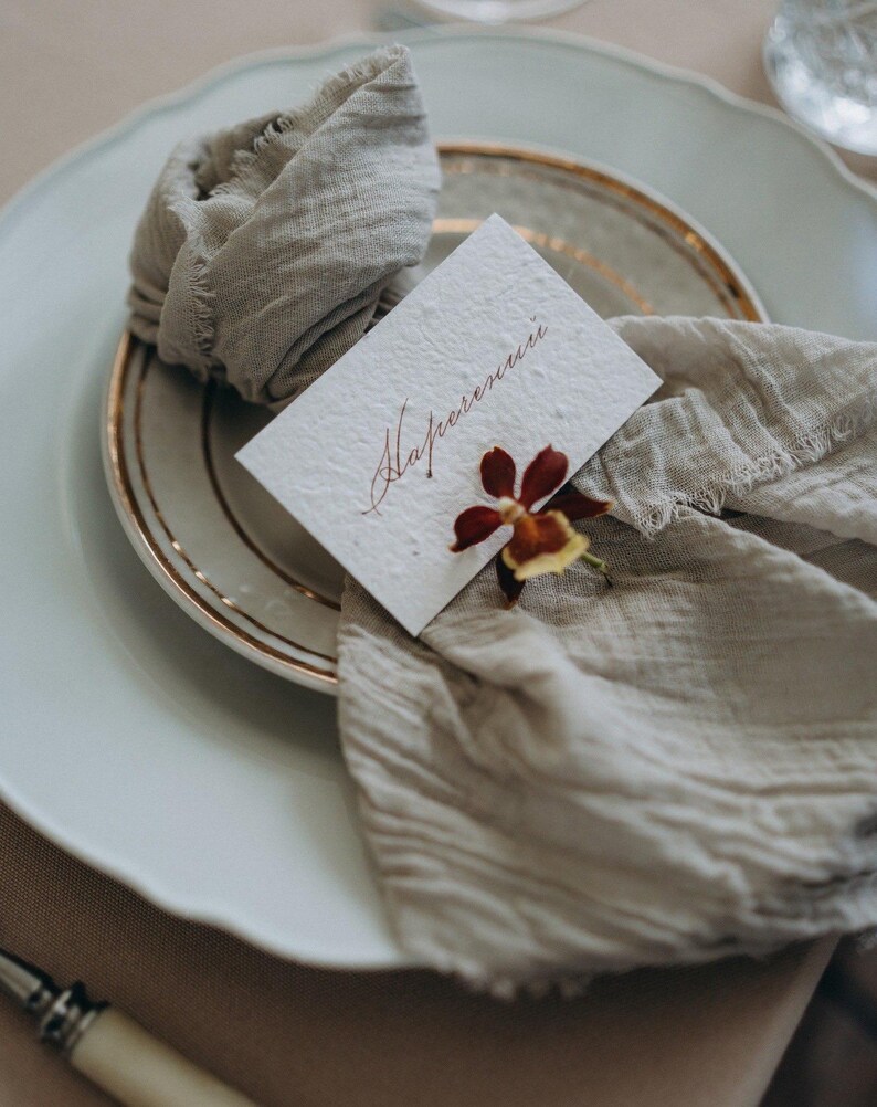 Handmade Cheesecloth Table Runner, Dusty Blue Double Gauze Table Cover, Light and Dark Dusty Blue Color Double Gauze Fabric image 12