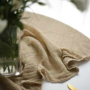 Hand-Dyed Cheesecloth Table Runner & Napkins: Dark Beige Cotton