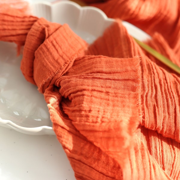 DOUBLE GAUZE cotton napkins with raw edges/ Rustic table decor / Dense gauze napkins / Hand dyed eco-friendly cloth