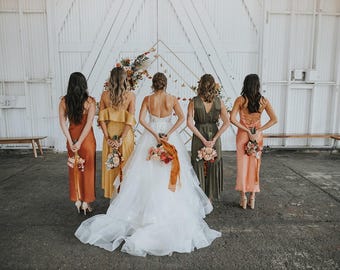 Terracotta Hand Dyed Silk Ribbon, Frayed Edge Wedding Bouquet Wrap, Rustic Bridal Detail