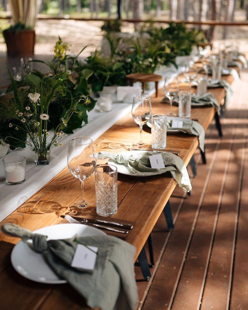 Wedding napkins / Rustic table wedding decor / Sage green wedding / Sage green home decor image 8