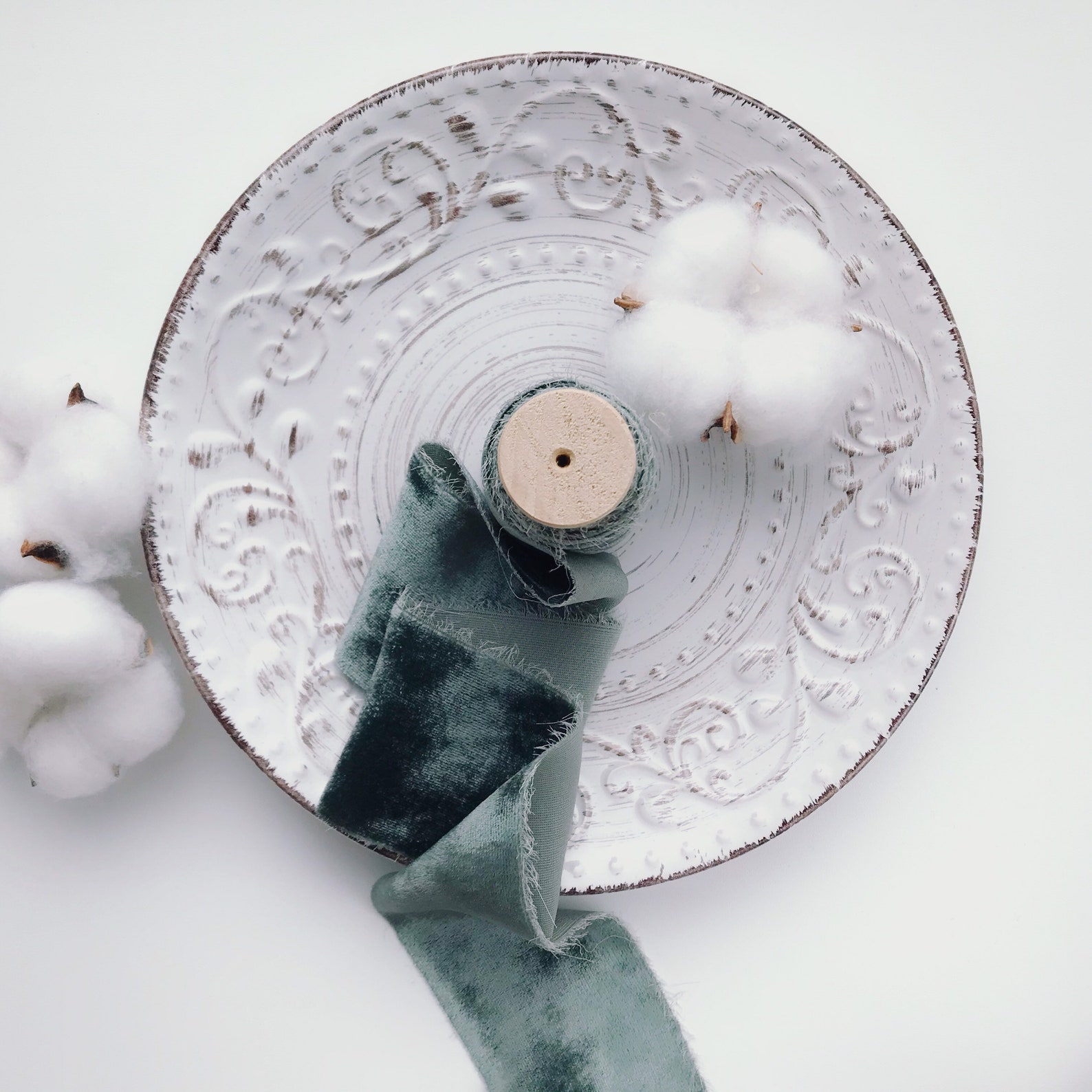 SAGE GREEN silk velvet ribbon Bridal bouquet hand dyed ribbon | Etsy