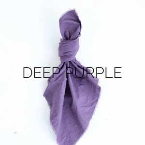 Dispatches from USA /DEEP PURPLE cotton napkins / Raw edges / Plant hand dyed / Set 10 pcs 18x18 inches / Eco-friendly simple rustic decor