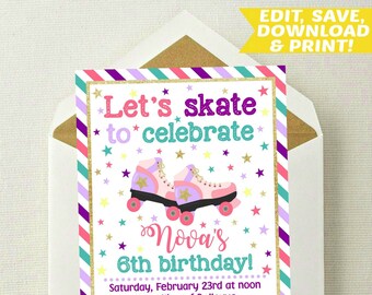 Roller Skate Invite Over 70 Customizable Or Handmade Options Etsy