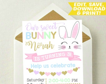 bunny invitations etsy