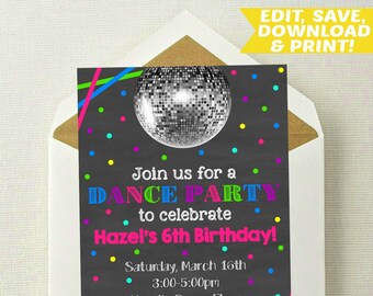 dance party invite etsy dance party invite