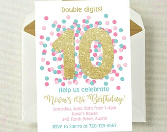10th Birthday Invite Etsy