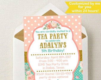 tea party invitation tea party birthday invitation tea party etsy