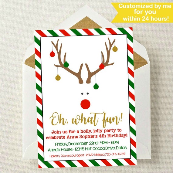 christmas birthday invitation christmas birthday party etsy