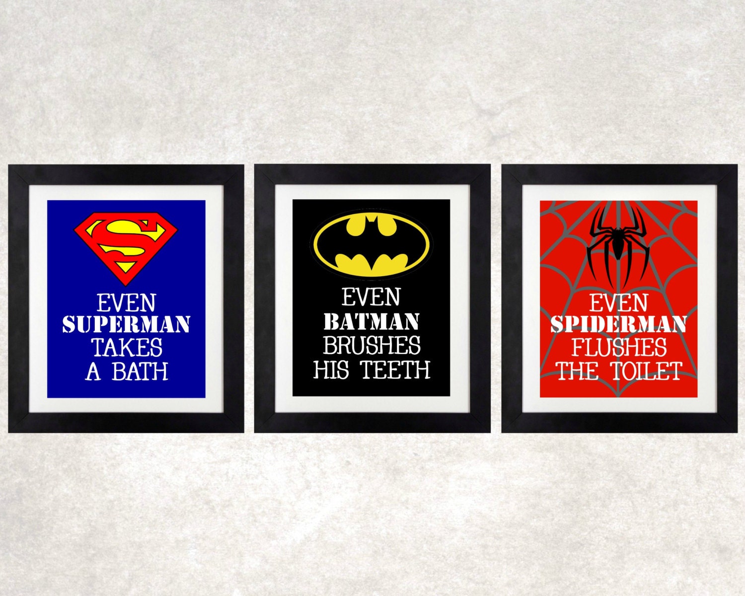 Superhero Bathroom Printables Superhero Wall Art Etsy