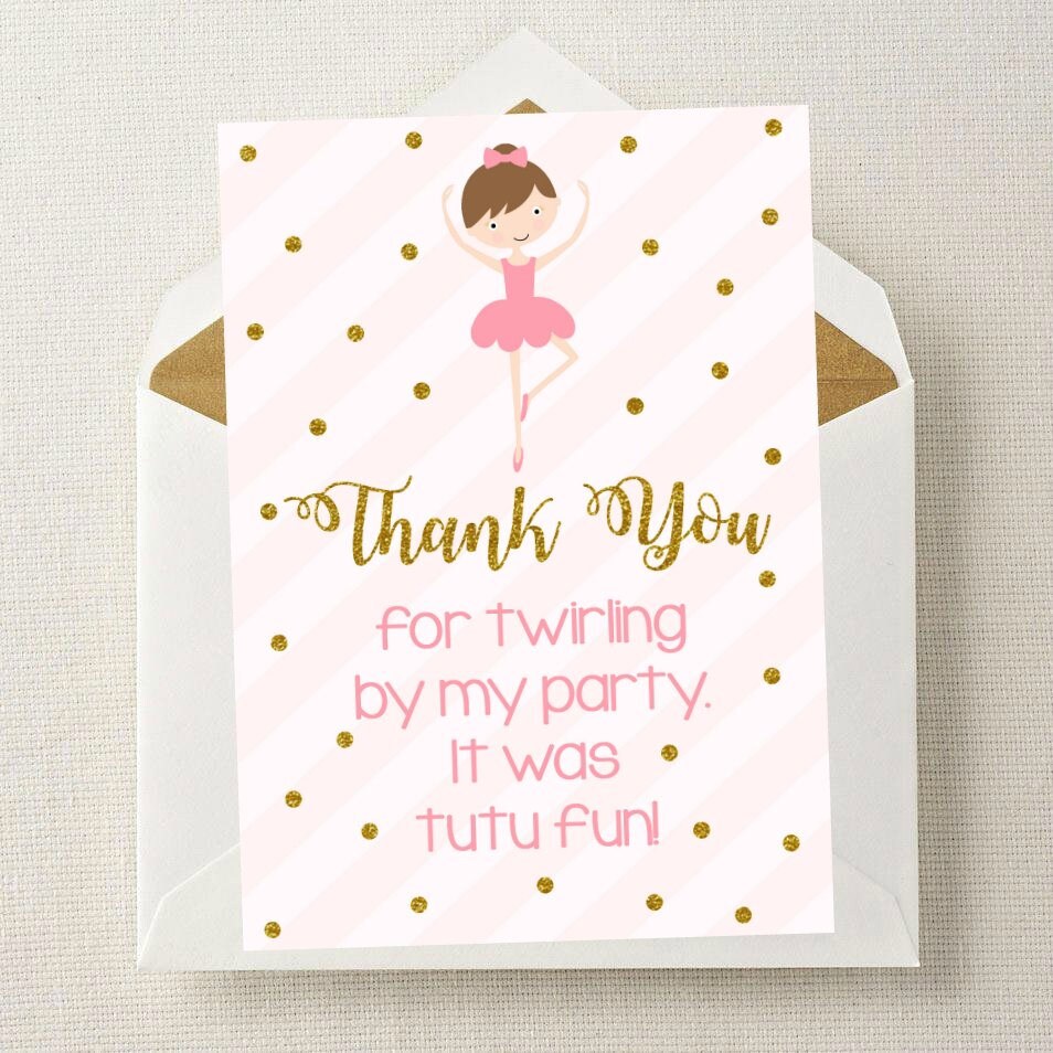 Ballerina Thank You Card // Ballerina Birthday Thank You // | Etsy