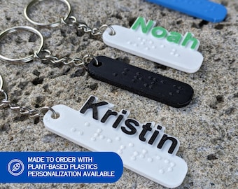 Customizable braille keychain with text personalization - 3d printed