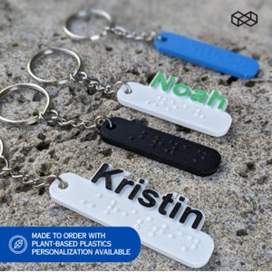 Aanpasbare braillesleutelhanger met tekstpersonalisatie - 3D-geprint