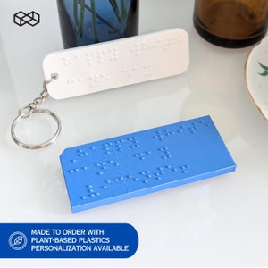 Tarjeta de mensaje o llavero con "Feliz día del bastón blanco" + personalización de texto