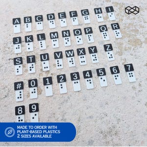 Braille learning kit + up to 12 characters holder, jumbo braille version also available