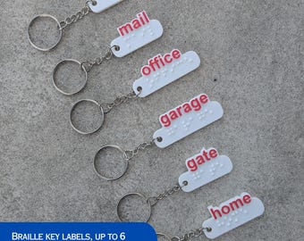 3D Printed Braille Key Tags | Accessible Key Identifiers for Blind (Set of 6)