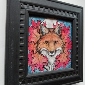 Framed photo print. Fall Fox. Fox Magic. 4x4 inch. Signed by artist. Fox Art. Autumnal Art. Nature lover. Foxes. Fox painting print. Fox. image 4