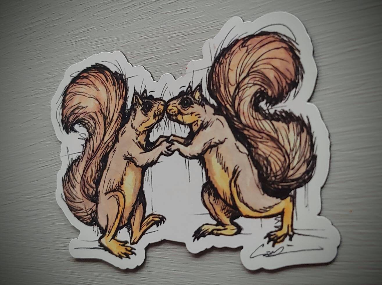 Kissing Squirrels. 3x2.06 inches. Flat. Refrigerator Etsy