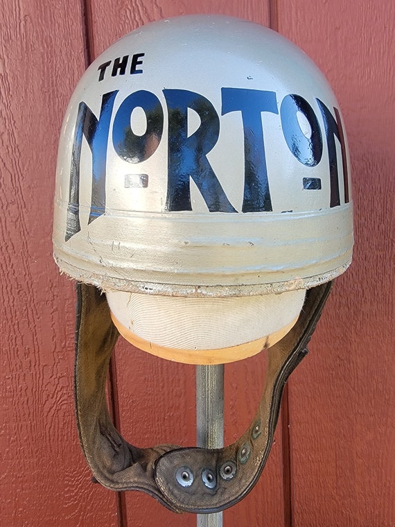Vintage Norton motorcycle Cromwell Racing helmet