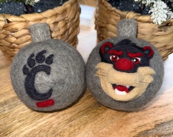 University of Cincinnati gray needle-felted ornament