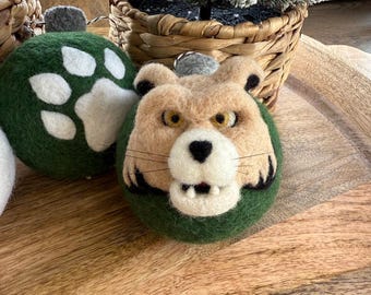 Ohio University - Rufus on Green ornament with paw logo on back