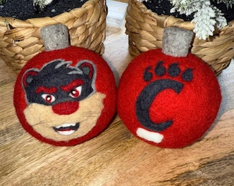 University of Cincinnati red needle-felted ornament