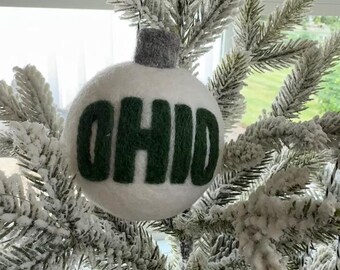 Ohio University - White ornament with OHIO logo and pawprint