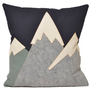 21&quot; Ski Mountains Large Decorative Wool Throw Pillow, Winter Home Decor, Cabin, Winter, ski lodge, snow capped mountain, The Salty Cottage