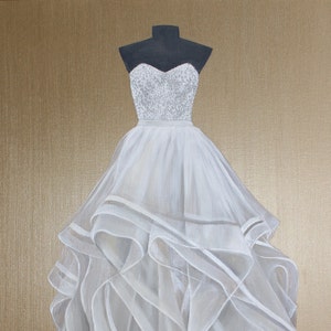 MADE TO ORDER Custom Wedding Dress Painting Choose a Size Free Shipping imagem 1